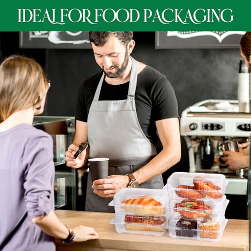 Seeloowy 240 Pack Clear Hinged Food Containers 7.2 × 4.9 × 2.6 Inch Plastic Cookie Containers Hinged Clamshell Takeout Boxes Disposable Loaf Cake Boxes for Salads Hamburger Fruit Dessert Sandwiches - Image 5