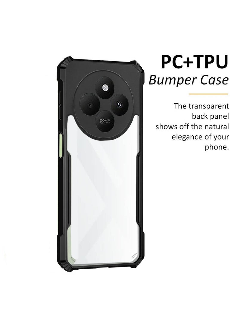 Wtech Xiaomi Redmi 14C 4G 2024 / Xiaomi Redmi 14R 5G 2024 / Xiaomi Redmi A4 5G 2024 Hybrid TPU Silicone With Raised Armour Bumpers Slim Case Cover - Black - Image 2