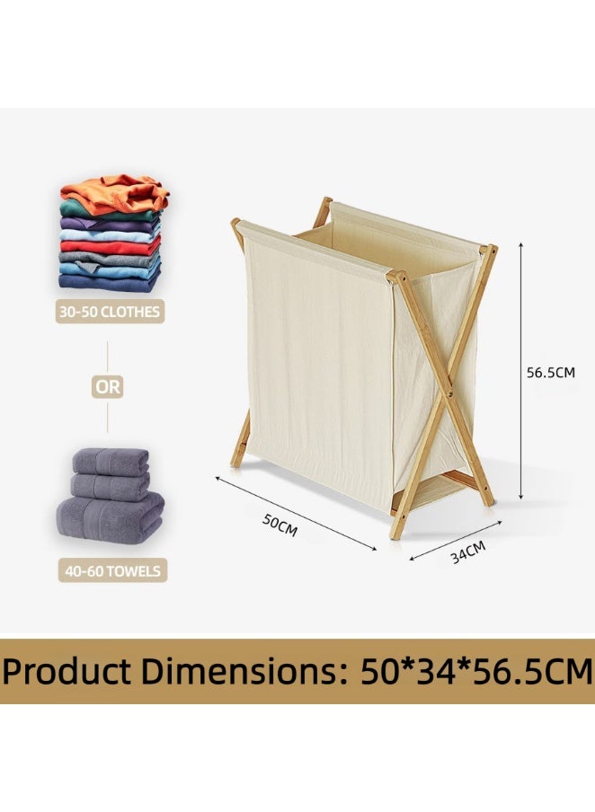 سلة غسيل كبيرة، سلة غسيل قائمة بذاتها، عربة تنظيم غسيل قابلة للطي على شكل حرف X للملابس والألعاب في غرف النوم وخزانة العائلة للتخزين والتنظيم (حجم كبير) - Image 3