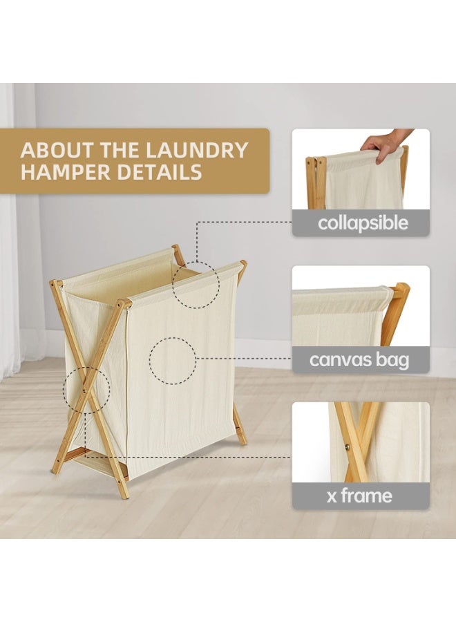 سلة غسيل كبيرة، سلة غسيل قائمة بذاتها، عربة تنظيم غسيل قابلة للطي على شكل حرف X للملابس والألعاب في غرف النوم وخزانة العائلة للتخزين والتنظيم (حجم كبير) - Image 5