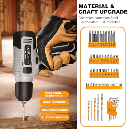 SOARFLY Upgraded 180 Piece Tool Set - Tool Box with 8V Cordless Drill, Hand Set for Men & Women, Home Repair Kit for DIYers, Homeowners & Handymen(Orange) - Image 5