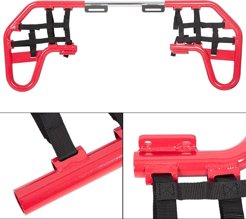 ECOTRIC Nerf Bars w/Nets Guards Rack Compatible with 2001-2024 Honda TRX 250EX Models Red - Image 2