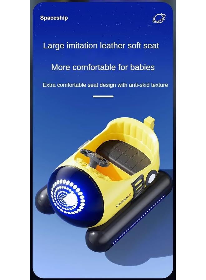Electric space car for children to ride on, 360 degree rotation, front and side lighting, full control for the child. (yellow) - Image 2