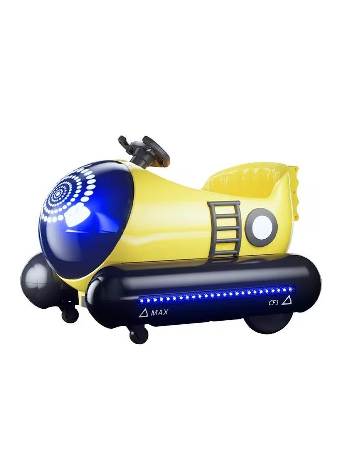 Electric space car for children to ride on, 360 degree rotation, front and side lighting, full control for the child. (yellow) - Image 1