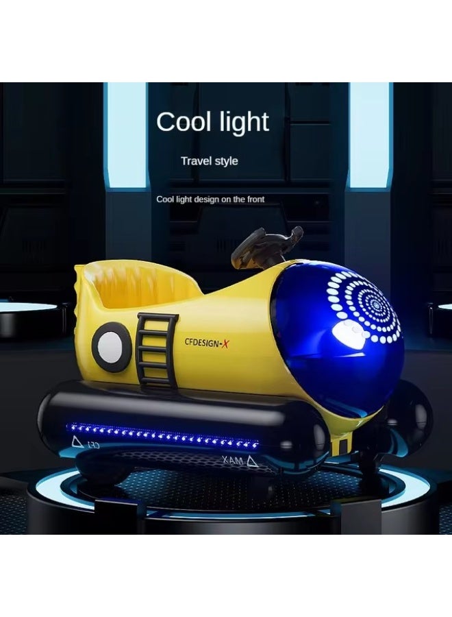 Electric space car for children to ride on, 360 degree rotation, front and side lighting, full control for the child. (yellow) - Image 5