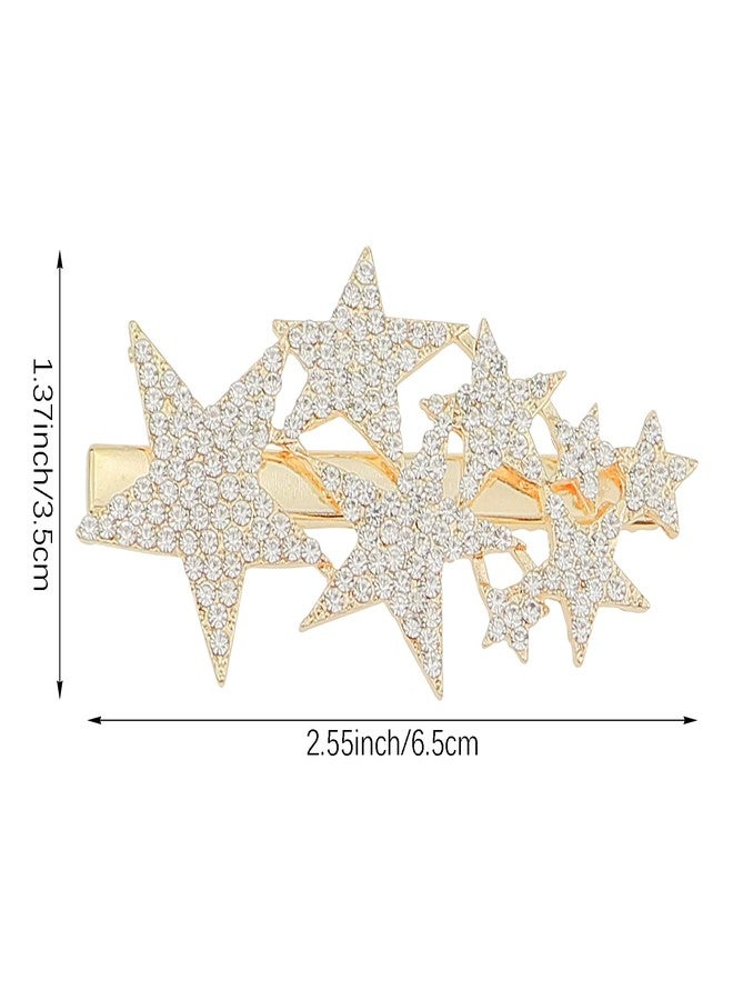 DIYstore 4 PACK Five-pointed Star Hairpin Rhinestone Non-Slip Hair Clip Elegant Duckbill Clip Fashion Hair Barrettes Accessories for Girls and Women (Gold+Silver) - Image 2
