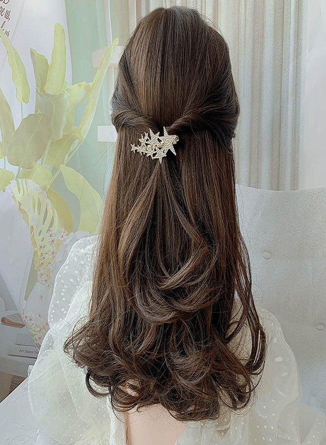 DIYstore 4 PACK Five-pointed Star Hairpin Rhinestone Non-Slip Hair Clip Elegant Duckbill Clip Fashion Hair Barrettes Accessories for Girls and Women (Gold+Silver) - Image 5