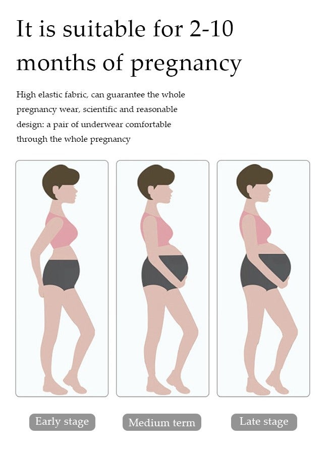 3PCS High Waist Stretchable Pregnancy Panties Women's Maternity Knickers Soft Breathable Under The Bump Pregnancy Postpartum Underwear Pregnancy Seamless Overbelly Maternity Briefs