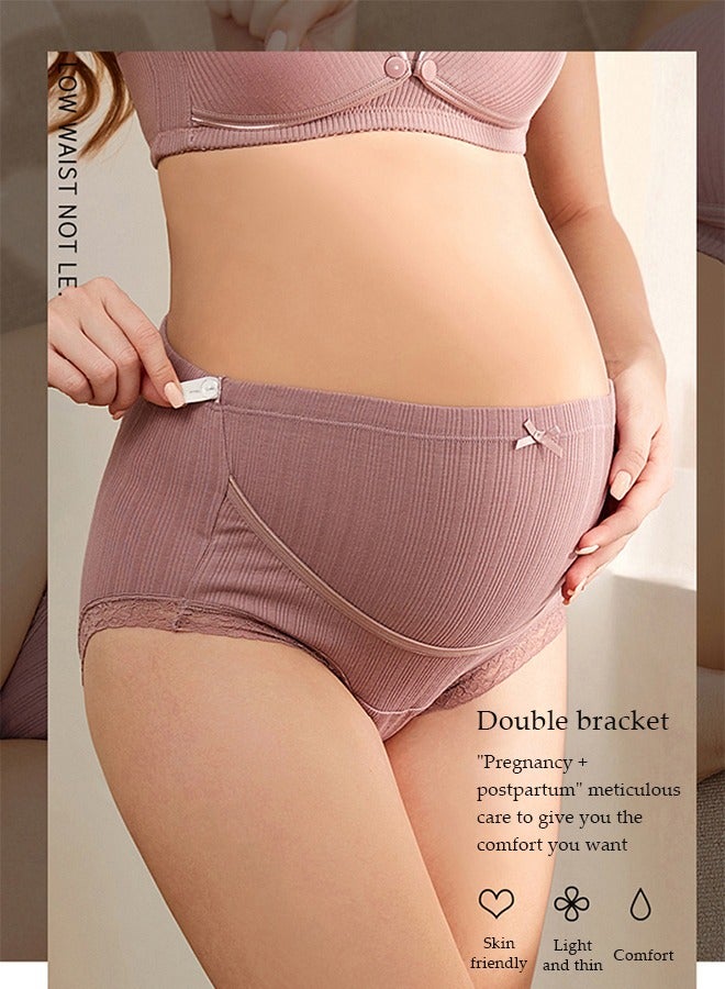 3PCS High Waist Stretchable Pregnancy Panties Women's Maternity Knickers Soft Breathable Under The Bump Pregnancy Postpartum Underwear Pregnancy Seamless Overbelly Maternity Briefs