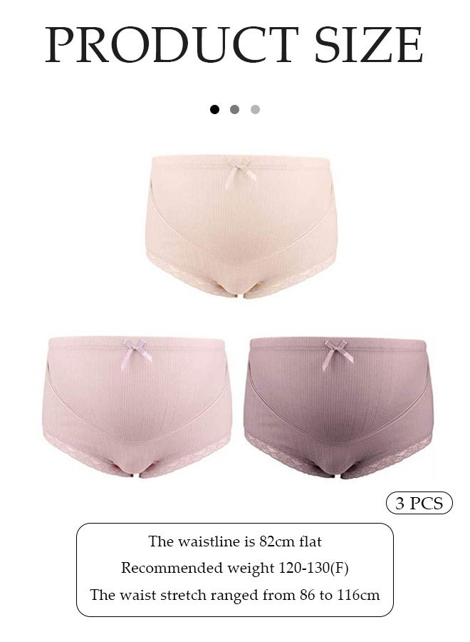 3PCS High Waist Stretchable Pregnancy Panties Women's Maternity Knickers Soft Breathable Under The Bump Pregnancy Postpartum Underwear Pregnancy Seamless Overbelly Maternity Briefs