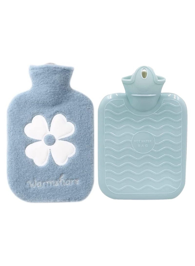 إسكدنيا Hot Water Bottle with Soft Cover, 500ML Small Hot Water Bottle,Wearable hot Water Bottle, for Neck, Shoulder Pain and Hand Feet Warmer, Menstrual Cramps, Hot Compress and Cold Therapy - Image 1