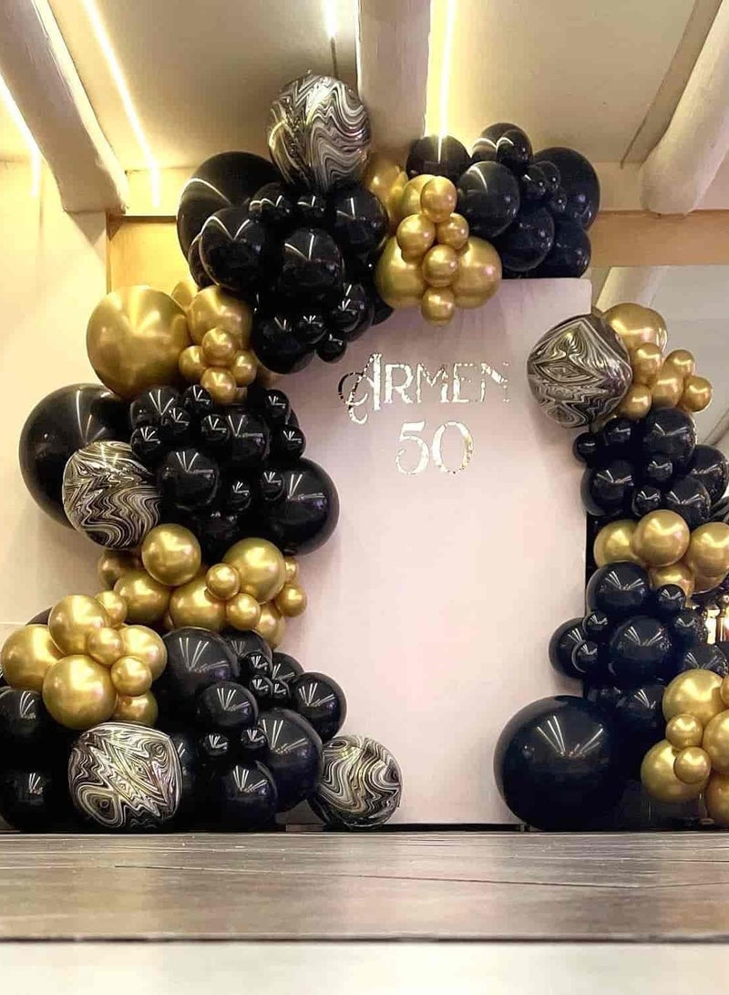 ميتوي 100 قطعة بالونات الذهب الأسود جارلاند كيت للبنين بنات - Image 3