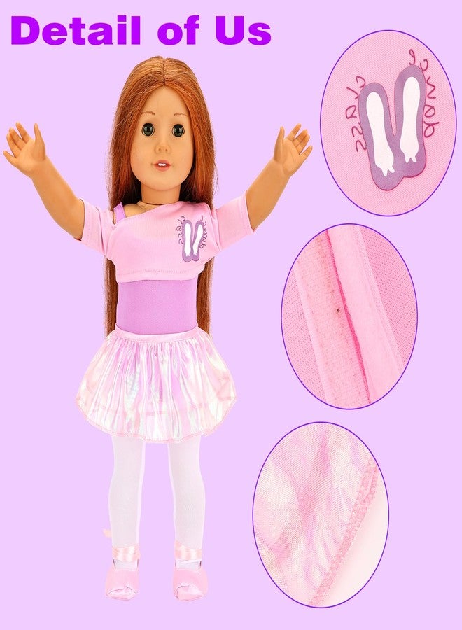 BARWA 18 Inch Doll Clothes Ballet Ballerina Outfits Dance Dress Custume for American 18 Inch Dolls - 7 PCS Leotard with Tutu Skirt, Top, Bag and Ballet Shoes - Image 3
