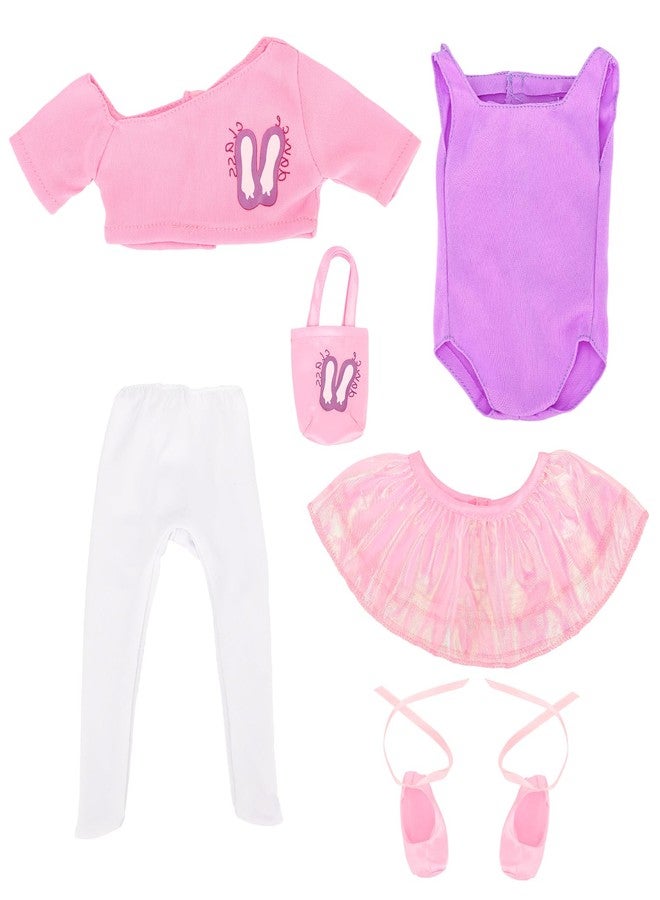 BARWA 18 Inch Doll Clothes Ballet Ballerina Outfits Dance Dress Custume for American 18 Inch Dolls - 7 PCS Leotard with Tutu Skirt, Top, Bag and Ballet Shoes - Image 2