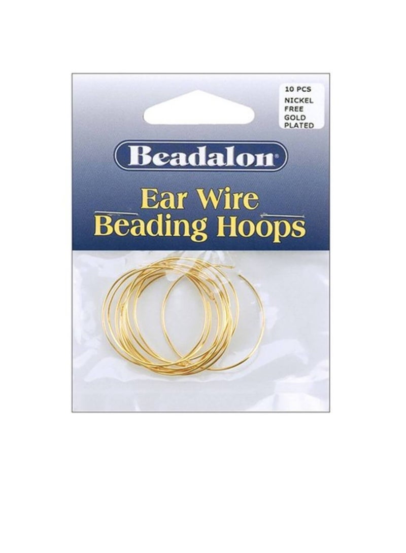 Beadalon Ear Wire Beading Hoops Small 30mm 10/Pkg Gold Plated and Nickel Free - Image 1
