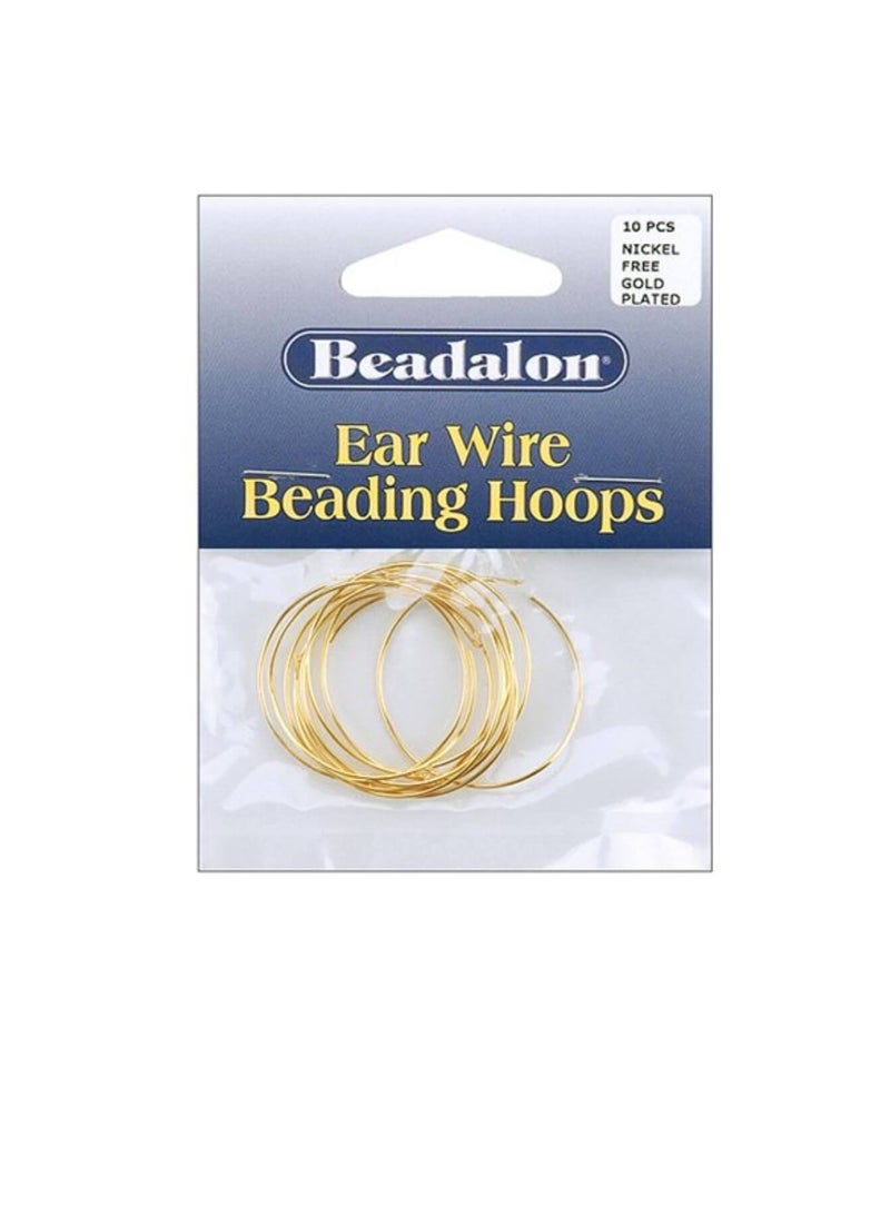 Beadalon Ear Wire Beading Hoops Small 30mm 10/Pkg Gold Plated and Nickel Free - Image 2