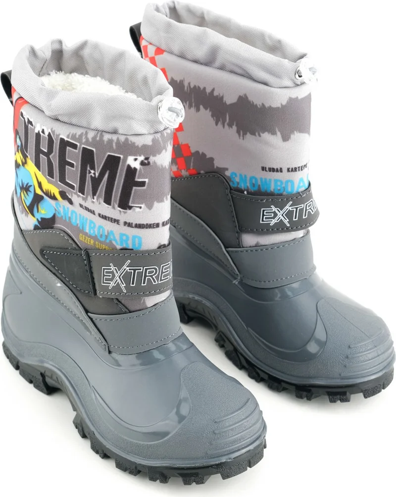 Gezer Winter Boy's Extreme Plush Inside Adjustable Velcro Waterproof Snow Boots
