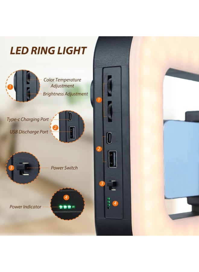 Relex Smartphone Video Rig with Light, Handheld Ring Selfie Light Kit, LED Mobile Video Stabilizer with Built-in 8000mAh Battery for Camera, Smartphone, YouTube, TikTok Video Recording, Makeup - Image 3