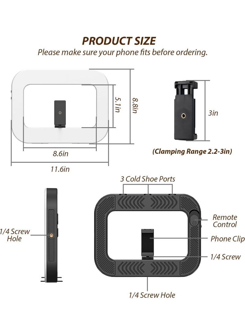 Relex Smartphone Video Rig with Light, Handheld Ring Selfie Light Kit, LED Mobile Video Stabilizer with Built-in 8000mAh Battery for Camera, Smartphone, YouTube, TikTok Video Recording, Makeup - Image 2