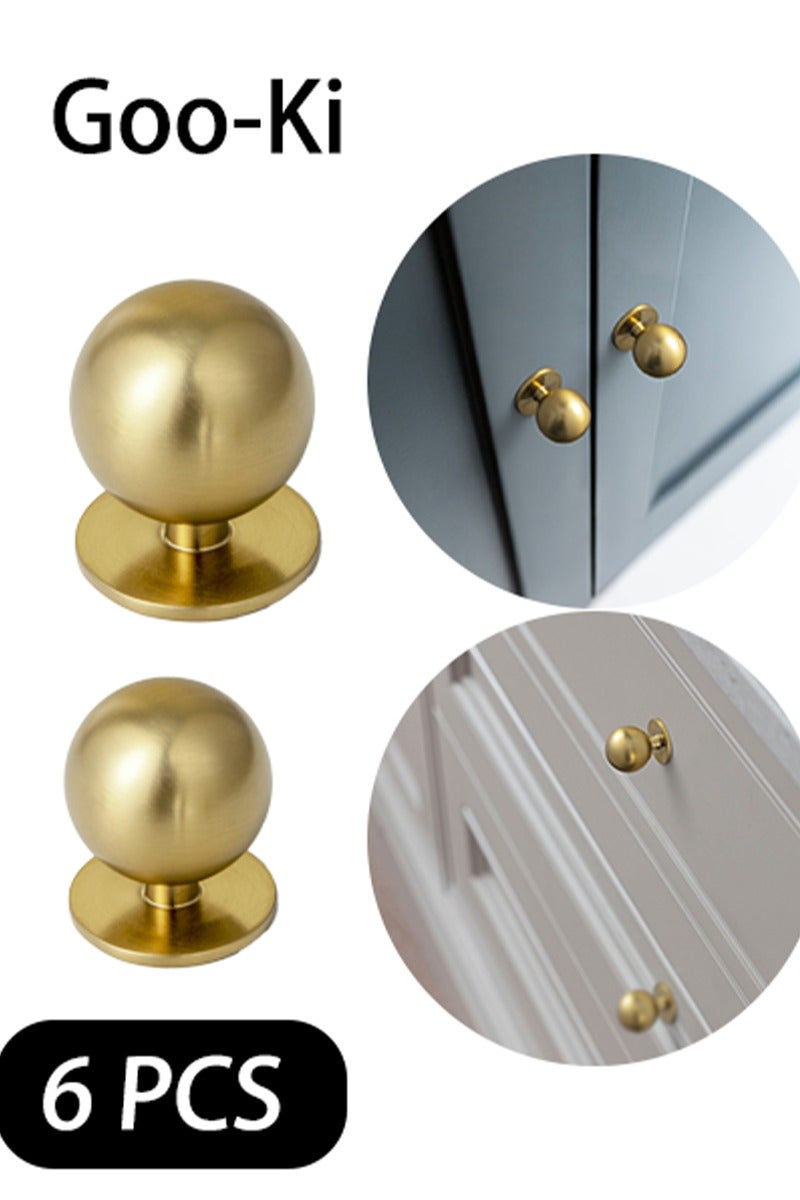 Goo-Ki 6 عبوات مقبض خزانة نحاسي مصقول ، مقبض درج حديث من سبائك الزنك الصلبة ، خزانة ذات نمط بسيط ، مقبض درج خزانة خزانة - Image 1
