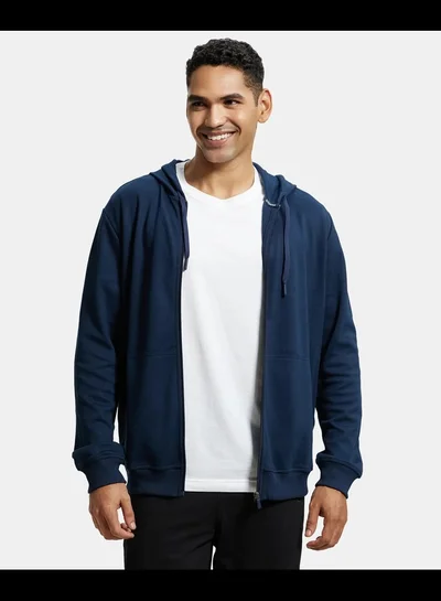 JOCKEY Jockey AM61 Men's Super Combed Cotton Rich Pique Fabric Ribbed Cuff Hoodie Jacket