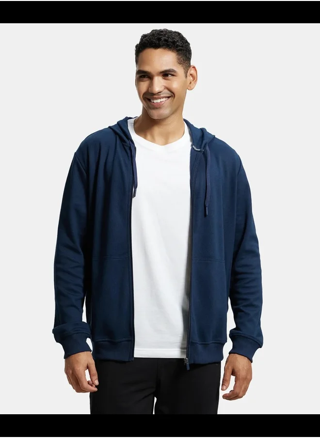 JOCKEY Jockey AM61 Men's Super Combed Cotton Rich Pique Fabric Ribbed Cuff Hoodie Jacket