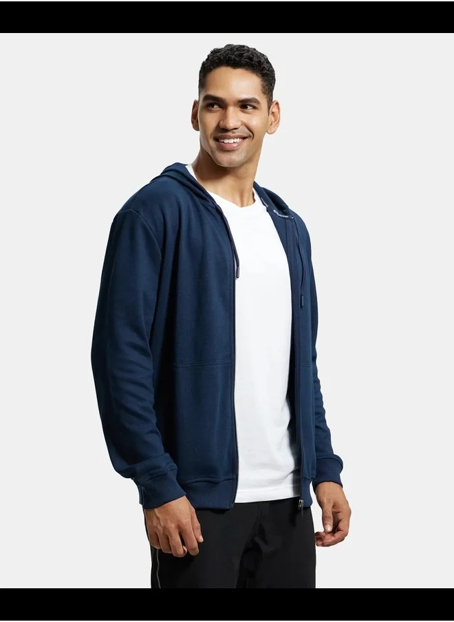 JOCKEY Jockey AM61 Men's Super Combed Cotton Rich Pique Fabric Ribbed Cuff Hoodie Jacket