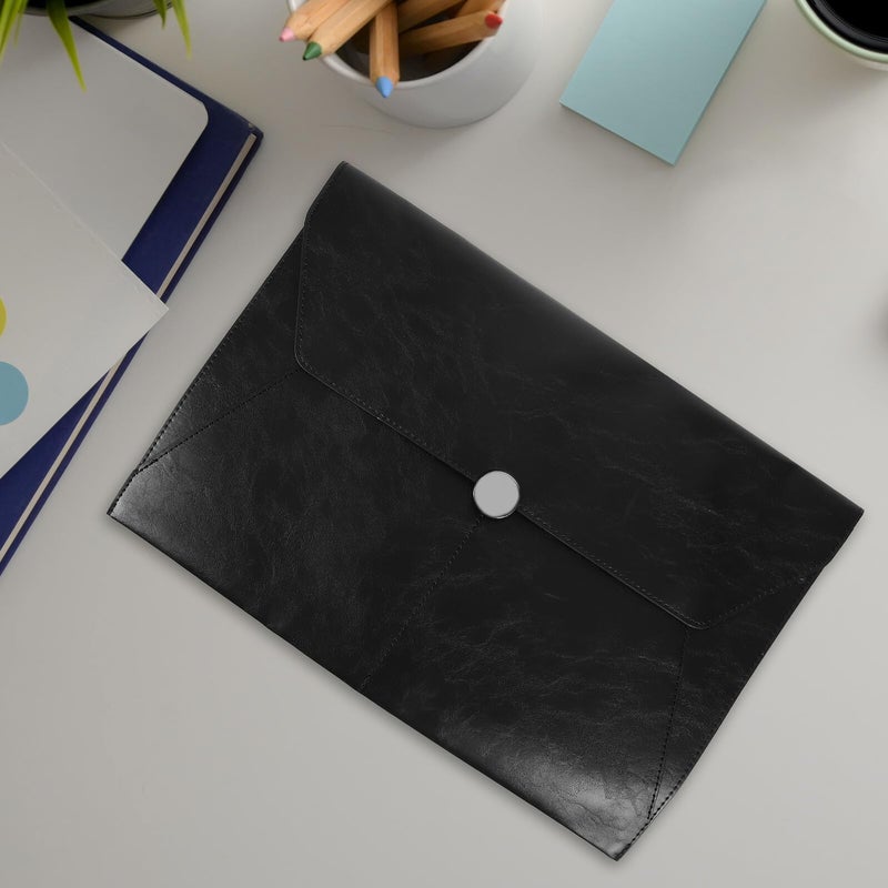 Large Capacity PU Leather Document Organizer Folder Portable File Storage Case - Image 4