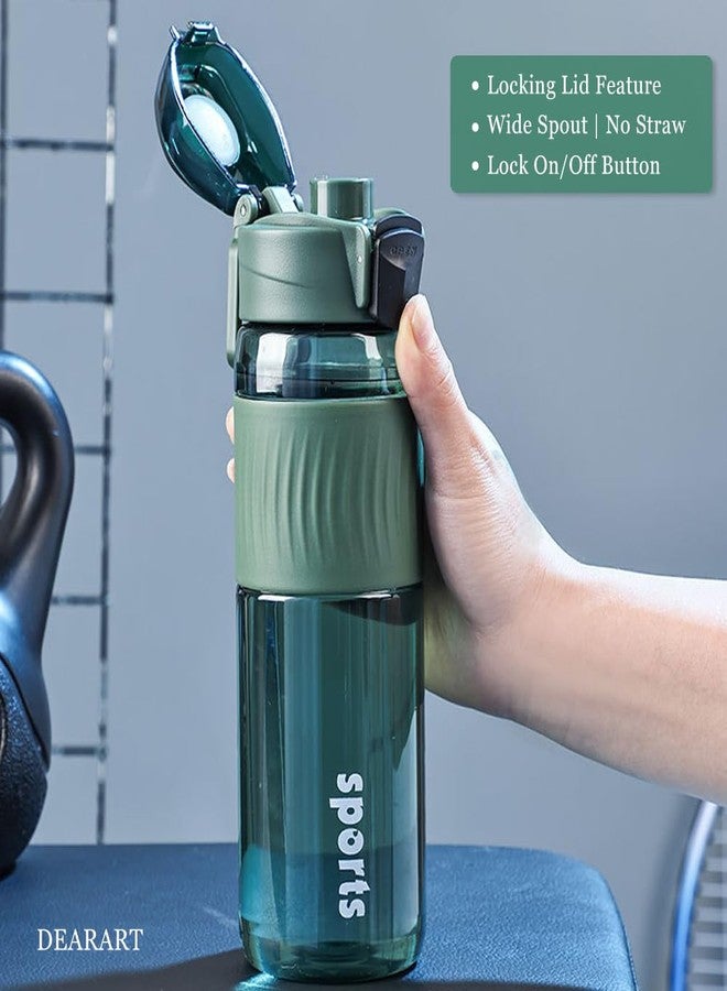 DEARART 24oz Water Bottles with Buckle, 100% Leakproof Anti Slip Silicone Bottle, No Straw Clear Bottle Easy Clean, Suit Sport Office School Travel Gym Yoga for Women Men, Dark Cyan - Image 2