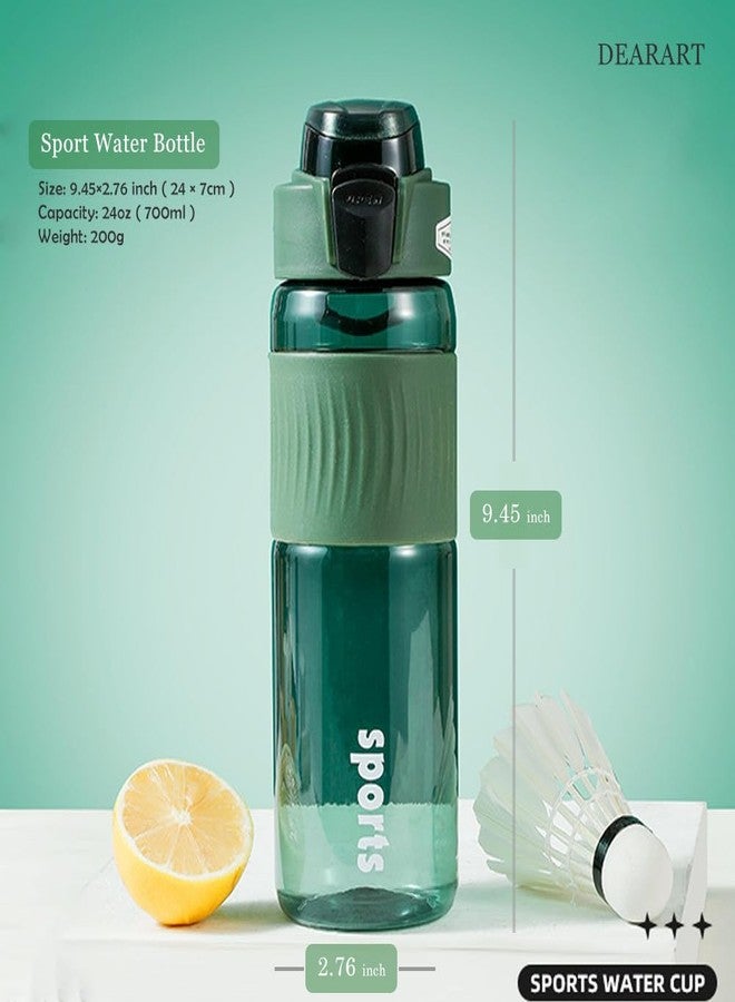 DEARART 24oz Water Bottles with Buckle, 100% Leakproof Anti Slip Silicone Bottle, No Straw Clear Bottle Easy Clean, Suit Sport Office School Travel Gym Yoga for Women Men, Dark Cyan - Image 5