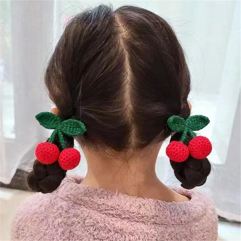 Mshion Cute Cherry Car Mirror Hanger - Crochet Hand Knitted Rear View Mirror Accessory - Image 5