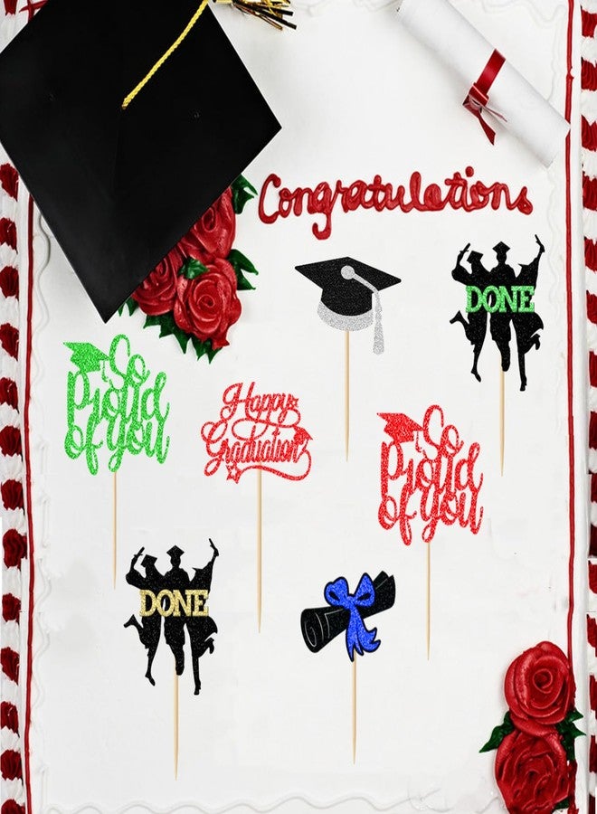 Chewarelly 24 Pack 2026 Congrats Grad Cupcake Toppers Set, Graduation Cupcake Decor, Class of 2026 Cupcake Picks for Senior High School College Grad Party Decorations Supplies(Black with Gold) B - Image 3