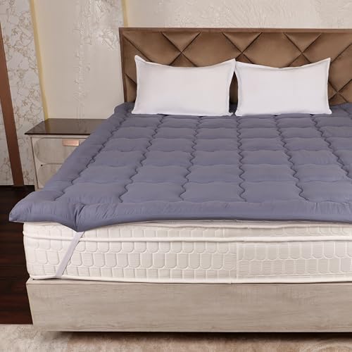 AVI Super Soft 500 GSM Microfiber Bed Mattress Topper for Queen Size 72x60 Inch | All Season Comfortable Sleep 2 Inch Thick Mattresses Padding Queen Size -(Grey, 6x5 Feet, 4 Corners Elastic Band) - Image 1