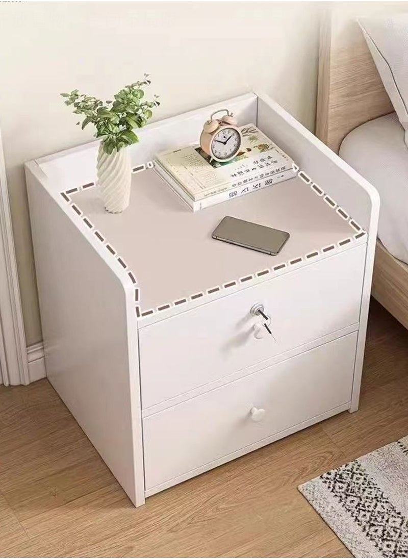 CityRiya-Long - Nightstand Bedside Table 60*40*60cm End Side Table with Storage Drawer White Accent Table Easy Assembly Bedside Storage Cabinet Organizer for Living Room Bedroom Office - Image 1