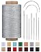 DIUDUS 218 Yards Waxed Thread Upholstery Thread Heavy Duty for Hand Sewing with Heavy Duty Sewing Needles Leather Repair kit for Furniture Shoes Bags Sofa Light Gray - Image 2