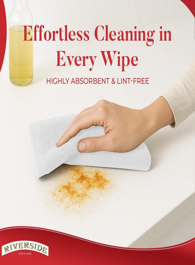 RIVERSIDE Bar Mop Towels Pack of 12, 16x19 Inches, 100% Ring Spun Cotton Terry Cloth Kitchen Towel, Highly Absorbent & Reusable Multipurpose Cleaning Rags for Bathroom, Hotel, Restaurant, White - Image 4