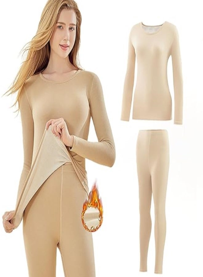 Women's Thermal Underwear Set Long Johns Women's Wool Silk Thermal Underwear Base Pajamas Set Cold Weather - Image 1