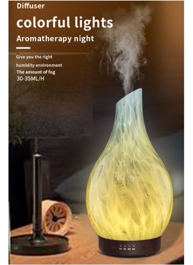 Generic - Deep Grain 3D Glass Aromatherapy Diffuser: Transform Your Space into a Serene Haven of Bliss (Black Base) - Image 1