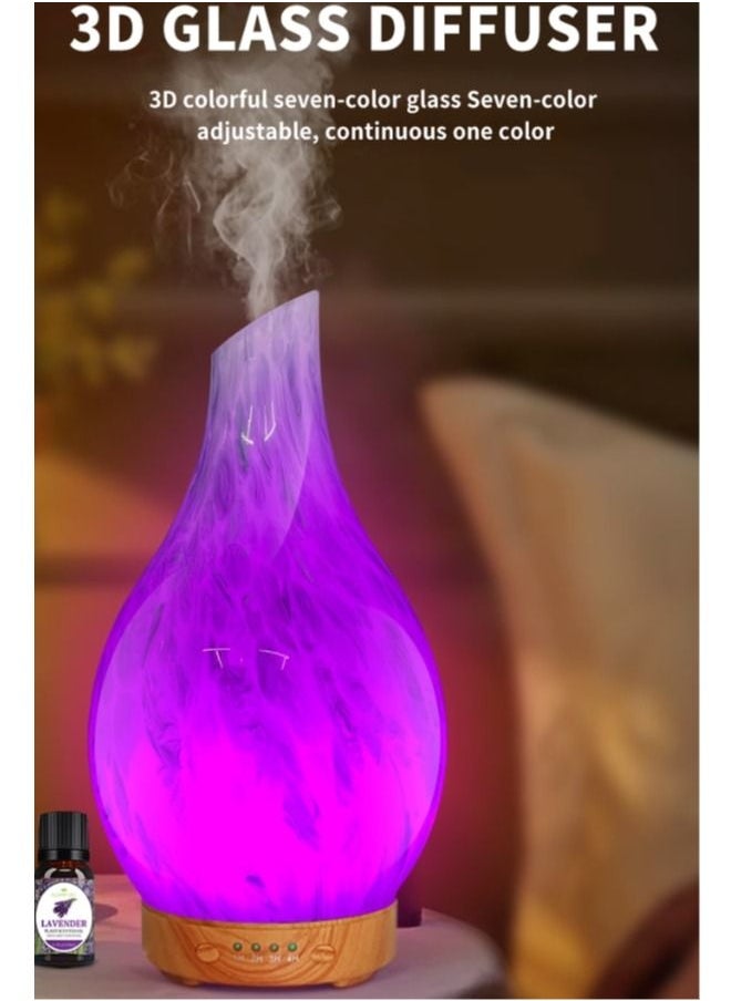Generic - Deep Grain 3D Glass Aromatherapy Diffuser: Transform Your Space into a Serene Haven of Bliss (Black Base) - Image 1