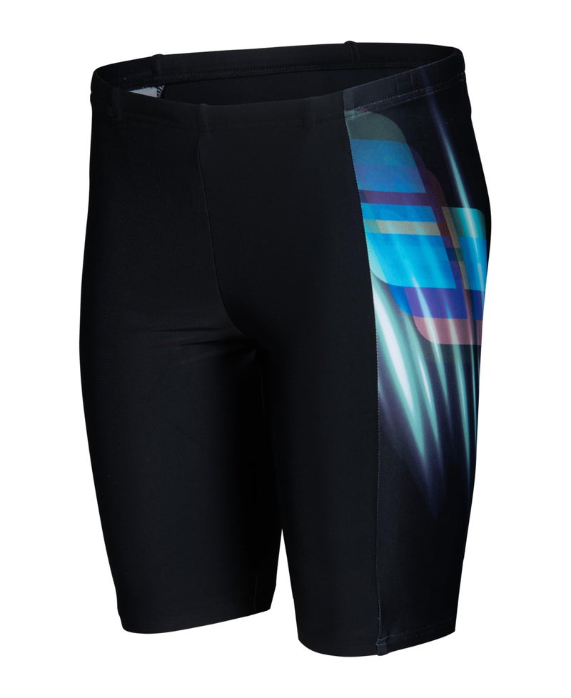 ARENA Feel Boys' Fading Swim Jammer Stretchy Sports Swimwear Knee-Length Bathing Suit for Beach Pool Fitness Swimming, Black/Multi, US Size 10-12 Jr/28 - Image 3