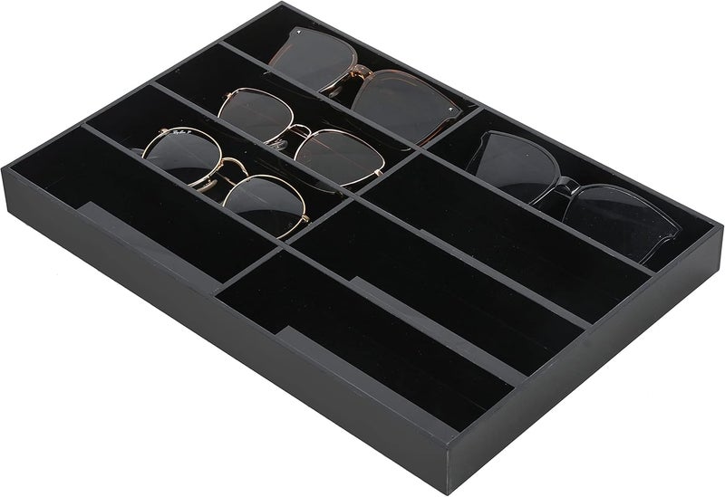 TPGP MyGift Premium Black Acrylic Tabletop Sunglasses and Eyeglasses Storage Display Case Tray with 8 Compartment Slots - Image 1