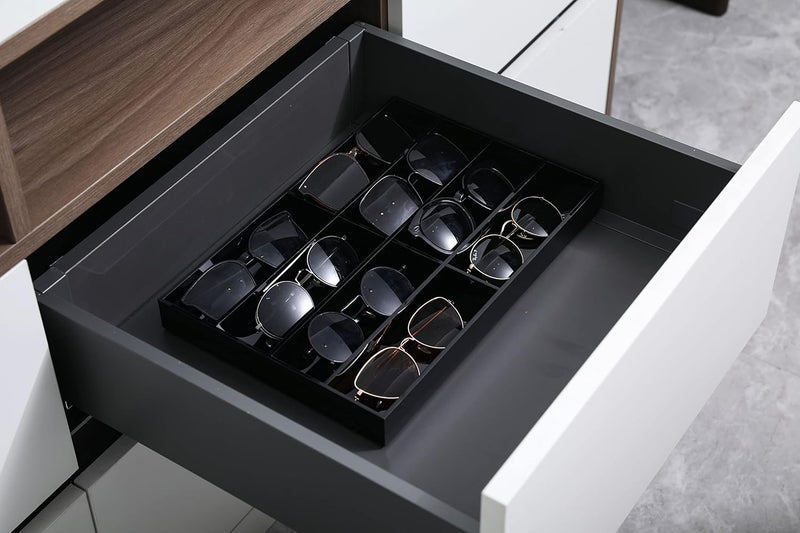 TPGP MyGift Premium Black Acrylic Tabletop Sunglasses and Eyeglasses Storage Display Case Tray with 8 Compartment Slots - Image 2