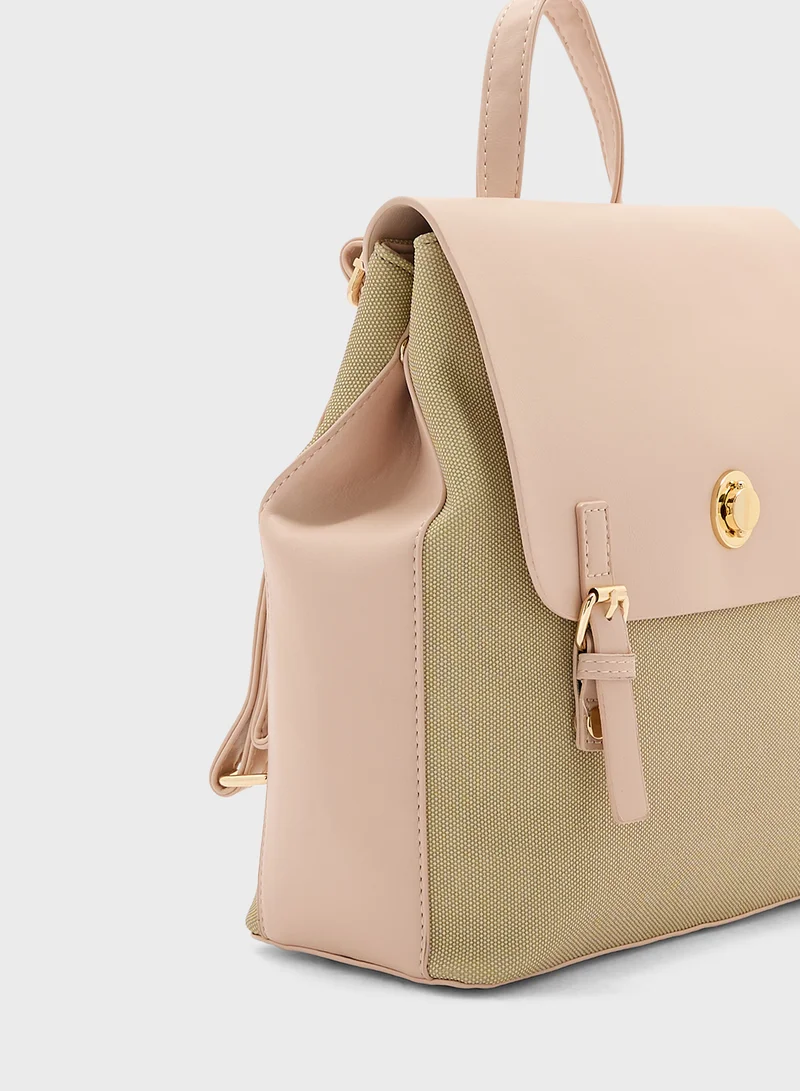 جينجر 3 Piece Set Color Block Backpack, Crossbody And Wallet