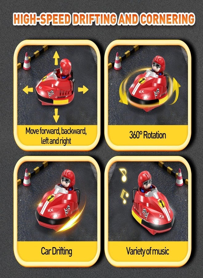 PEZYOX 2 Pack Remote Control Cars - Cartoon Bumper Car Toys for Kids with Lights, Music & Sound - 2 Player RC Race Cars for Boys & Girls - Image 3
