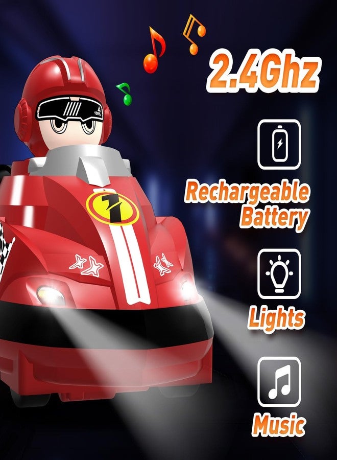 PEZYOX 2 Pack Remote Control Cars - Cartoon Bumper Car Toys for Kids with Lights, Music & Sound - 2 Player RC Race Cars for Boys & Girls - Image 4