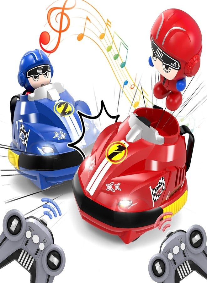 PEZYOX 2 Pack Remote Control Cars - Cartoon Bumper Car Toys for Kids with Lights, Music & Sound - 2 Player RC Race Cars for Boys & Girls - Image 1