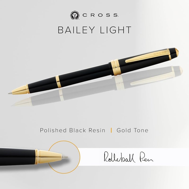 Cross Bailey Light Polished Black Resin and Gold Tone Rollerball Pen - Image 2