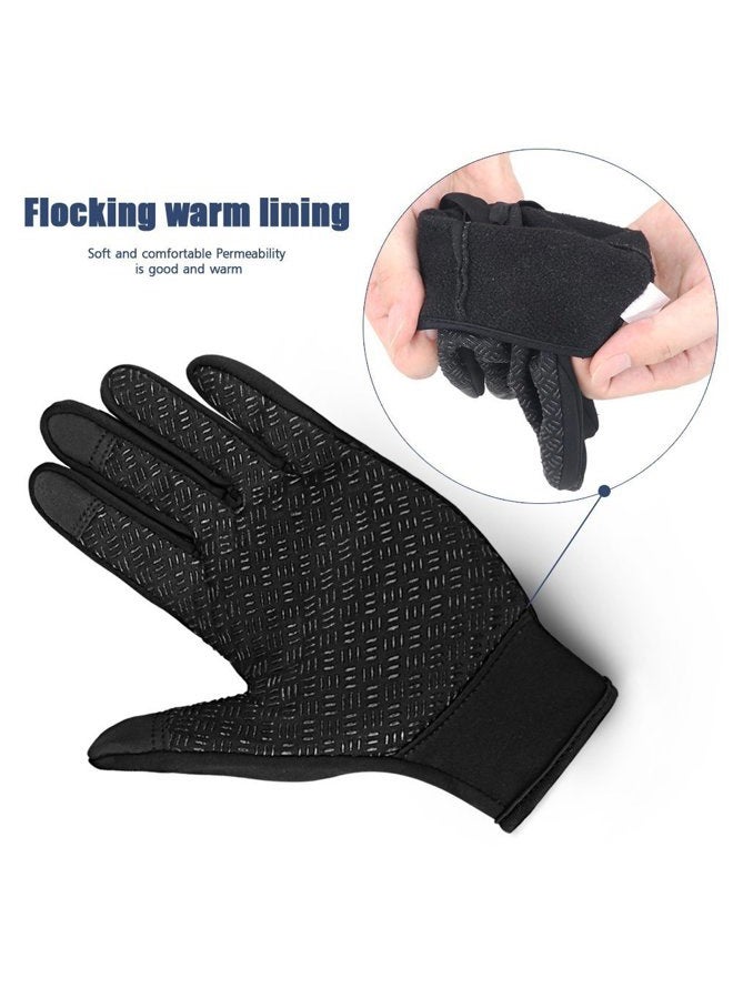 Ytuomzi Winter Gloves Touch Screen Warm Gloves Cold Weather Windproof Cycling Driving Riding Bike Telefingers Thermal Gloves Non-Slip Silicone Gel Adjustable Full Finger Mittens (Black, X-Large) - Image 3