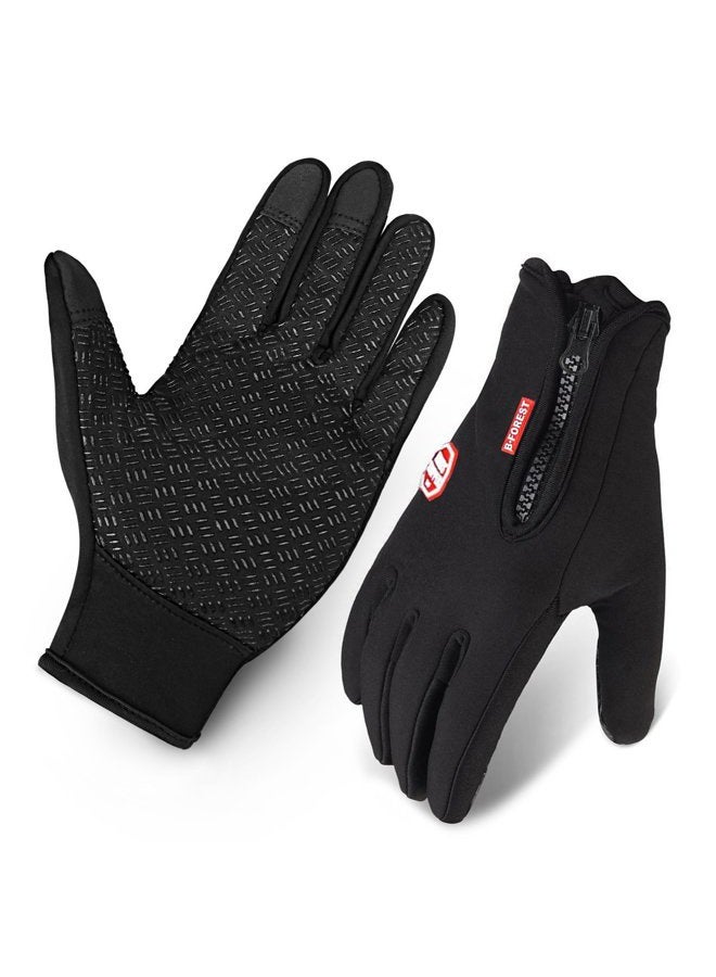 Ytuomzi Winter Gloves Touch Screen Warm Gloves Cold Weather Windproof Cycling Driving Riding Bike Telefingers Thermal Gloves Non-Slip Silicone Gel Adjustable Full Finger Mittens (Black, X-Large) - Image 2