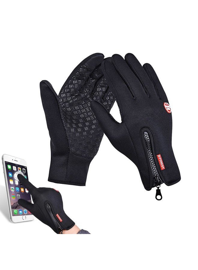 Ytuomzi Winter Gloves Touch Screen Warm Gloves Cold Weather Windproof Cycling Driving Riding Bike Telefingers Thermal Gloves Non-Slip Silicone Gel Adjustable Full Finger Mittens (Black, X-Large) - Image 1